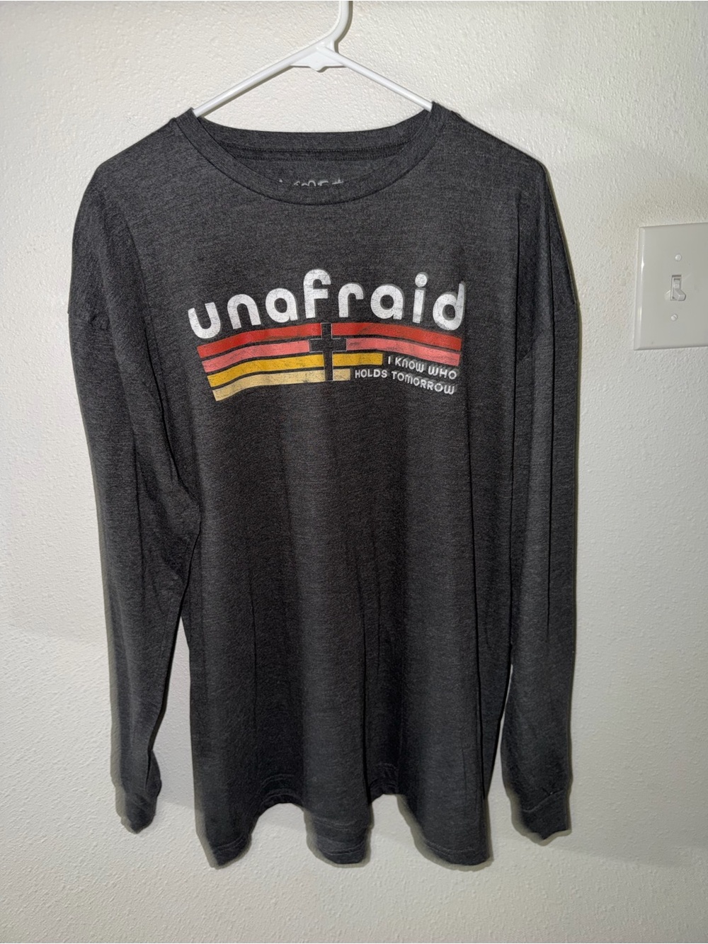 Love In Faith Unafraid Charcoal Long Sleeve Graphic Tee